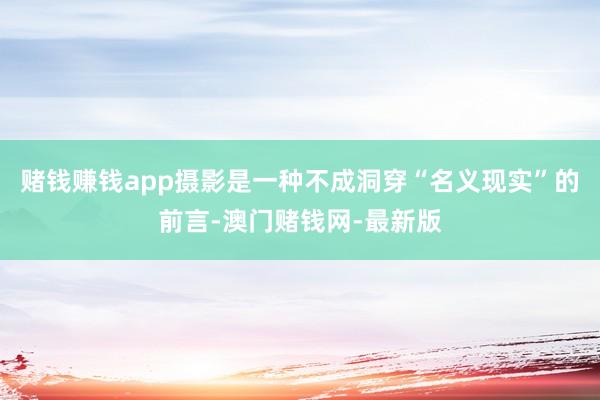 赌钱赚钱app摄影是一种不成洞穿“名义现实”的前言-澳门赌钱网-最新版