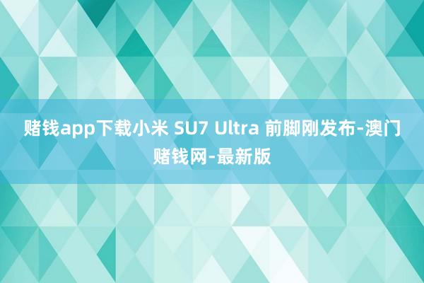 赌钱app下载小米 SU7 Ultra 前脚刚发布-澳门赌钱网-最新版