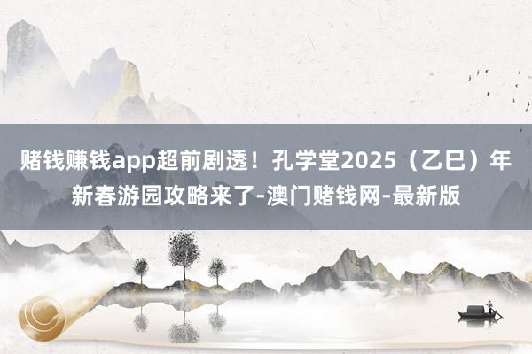 赌钱赚钱app超前剧透！孔学堂2025（乙巳）年新春游园攻略来了-澳门赌钱网-最新版